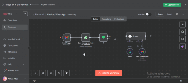 ai emails manager from whatsapp by armanx ai